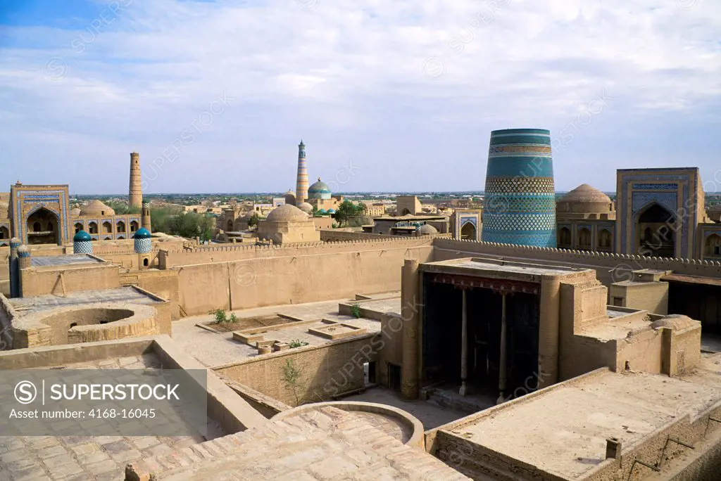 Uzbekistan, Khiva, View Of Town From Kunya-Ark, Ancient Fortress
