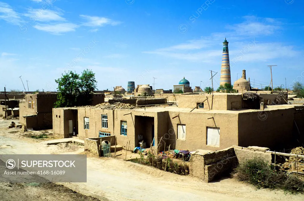 Uzbekistan, Khiva, Old Town, Overview With Islamhodja Tower