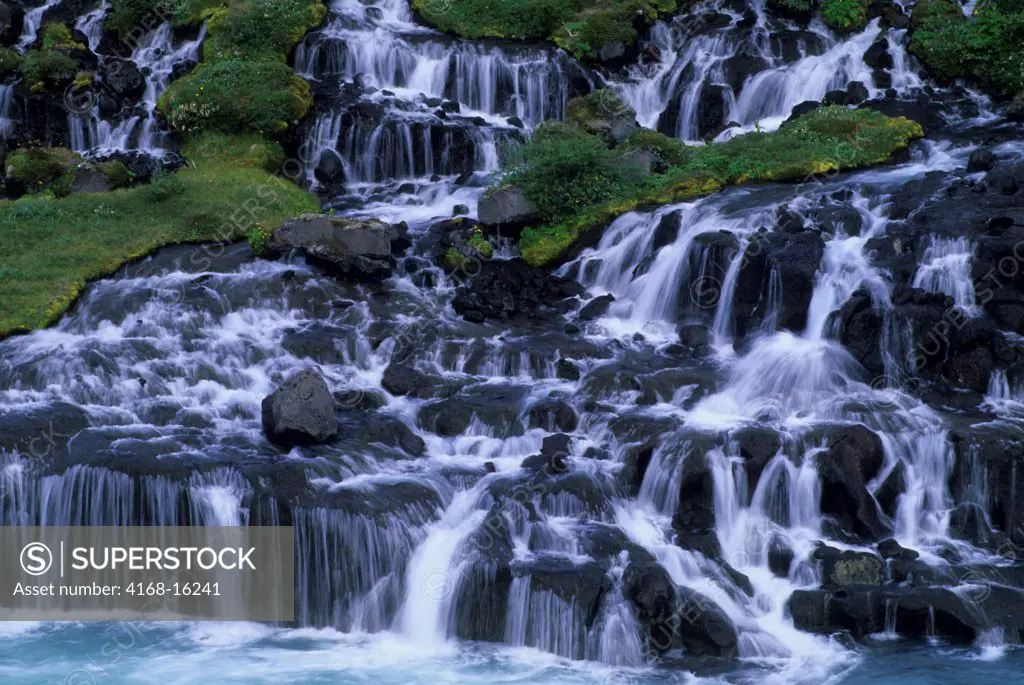 Iceland, Northwestern Interior, Hraunfossar, Lava Waterfall, Detail