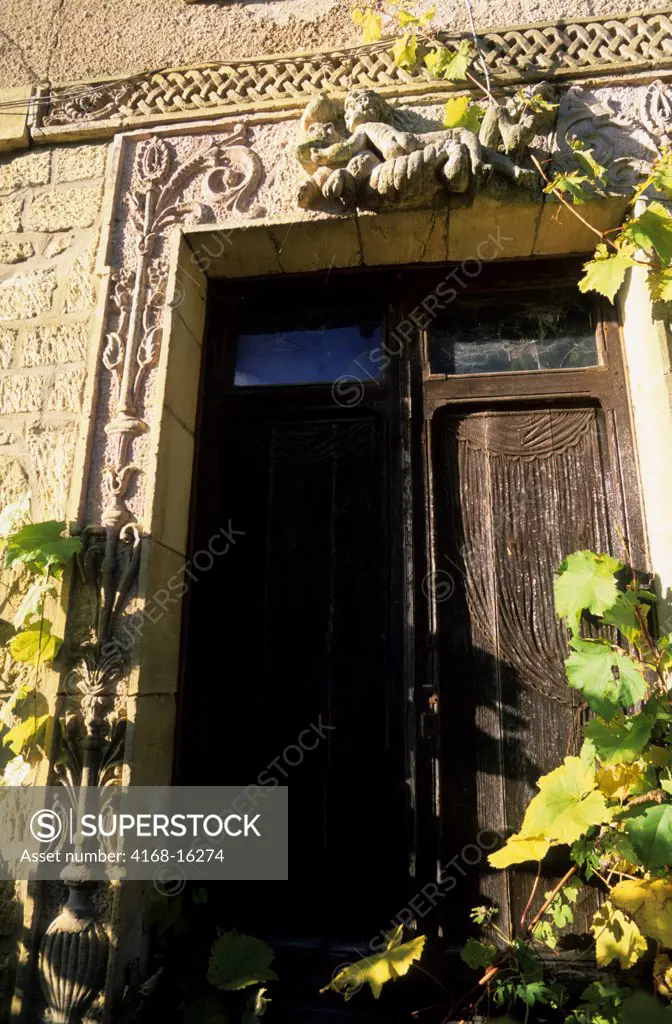 France, Dordogne Area, Font De Gaume Village, Detail Of Window