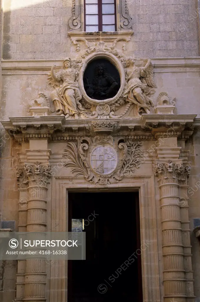 Malta, Mdina, Detail Of House With Carved Crest
