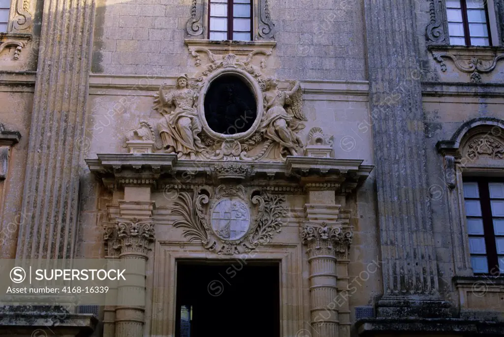Malta, Mdina, Detail Of House With Carved Crest
