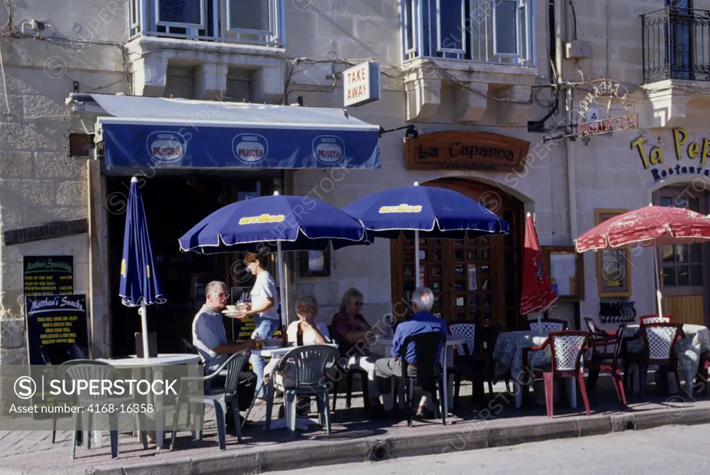 Malta, Fishing Village Of Marsaxlokk, Street Scene, Sidewalk Restaurant