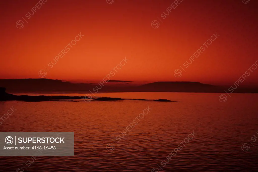 Ecuador, Galapagos Island, James Island, Sunset Over Isabela Island