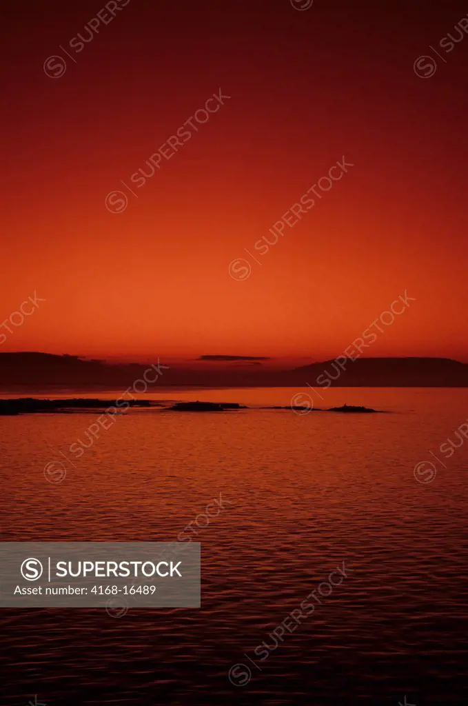 Ecuador, Galapagos Island, James Island, Sunset Over Isabela Island