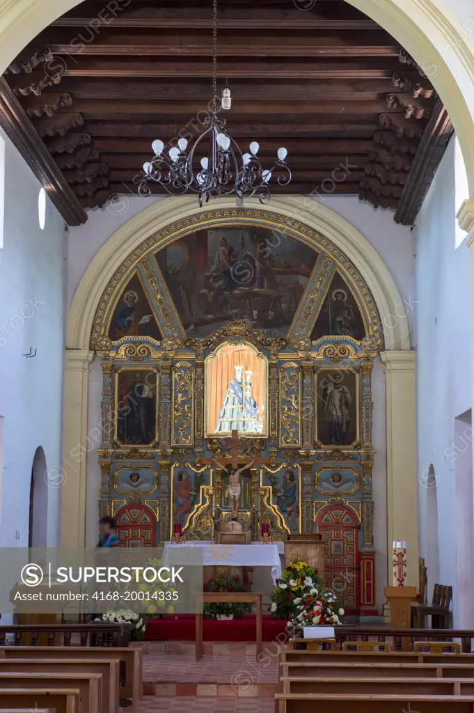 The interior of the Jesuit Mission built in 1697 in Loreto in Baja California, Mexico.