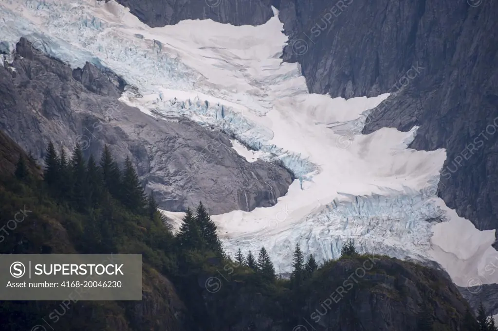 View of LeConte Glacier, a tidal glacier in LeConte Bay, Tongass National Forest, Southeast Alaska, USA.