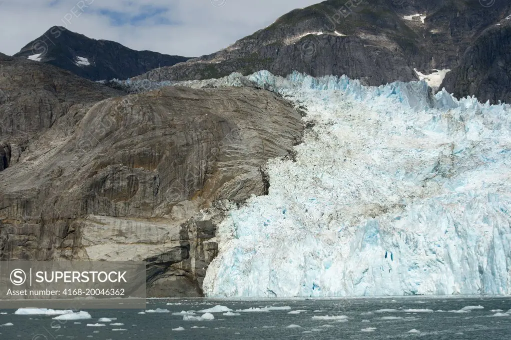 View of LeConte Glacier, a tidal glacier in LeConte Bay, Tongass National Forest, Southeast Alaska, USA.