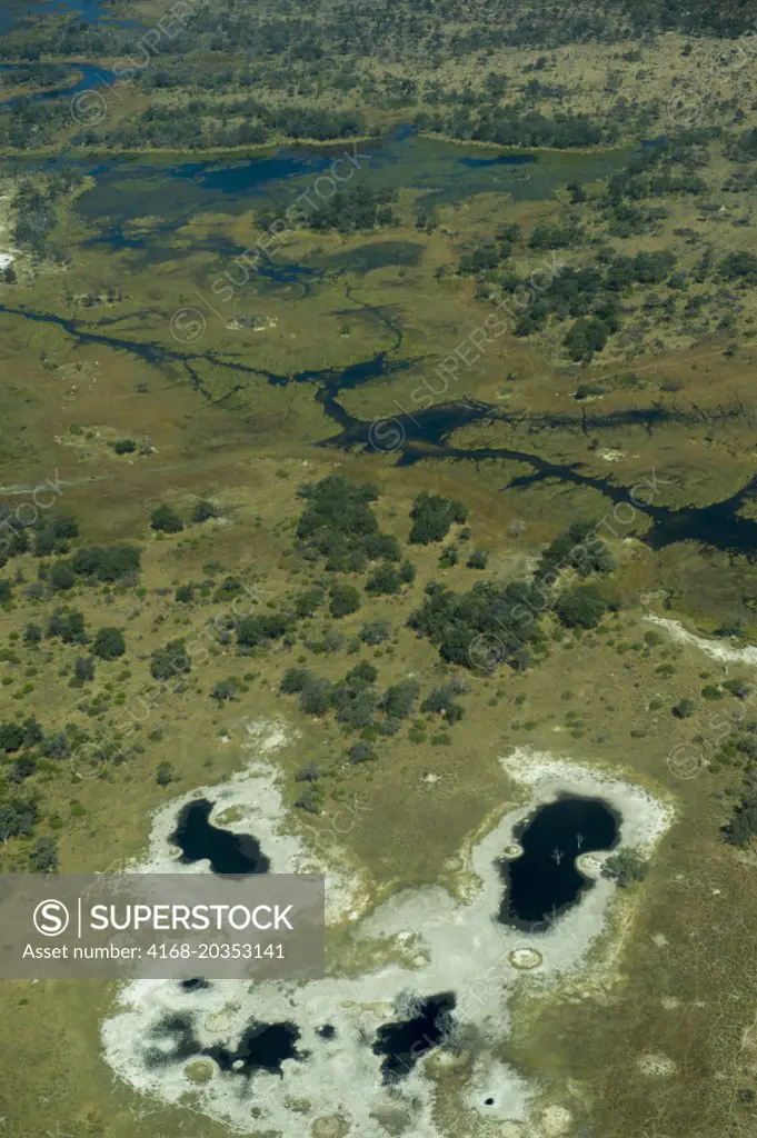 Aerial view of the Okavango Delta in northern part of Botswana.