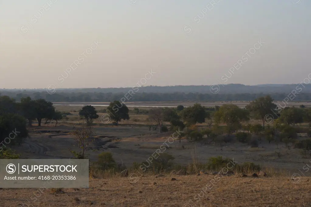 Landscape in South Luangwa National Park in eastern Zambia.