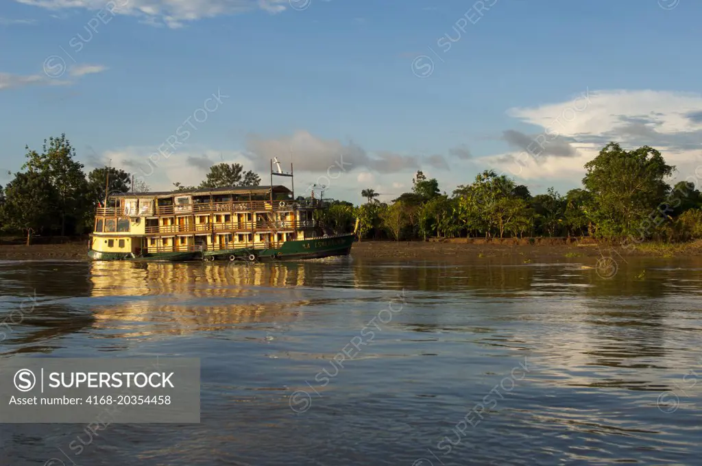 Cruise ship La Esmeralda on the Amazon River in the Peruvian Amazon River basin near Iquitos.