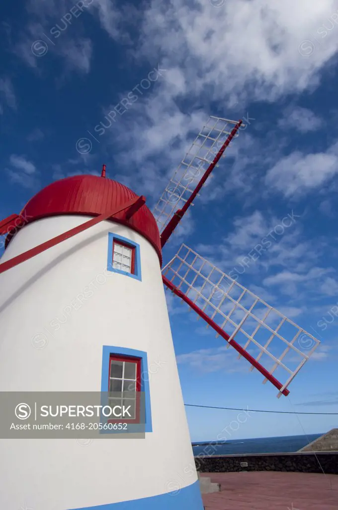 An old windmill in Praia on Graciosa Island in the Azores, Portugal.