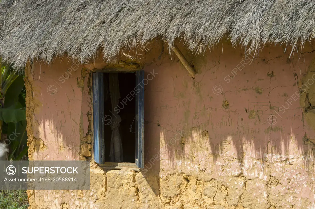 Traditional farm house along highway No. 2 east of Antananarivo, near Moramanga, Madagascar.
