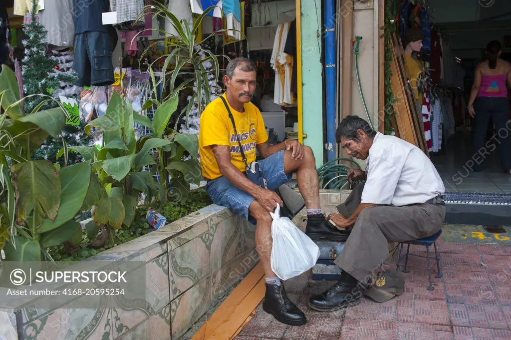 A shoeshine in the town of Upala in Costa Rica.