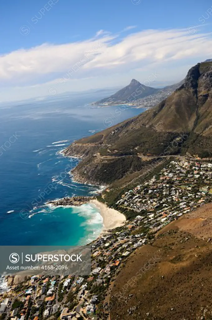 South Africa, Near Cape Town, Aerial View Of Coastline With Suburbs, Atlantic Ocean