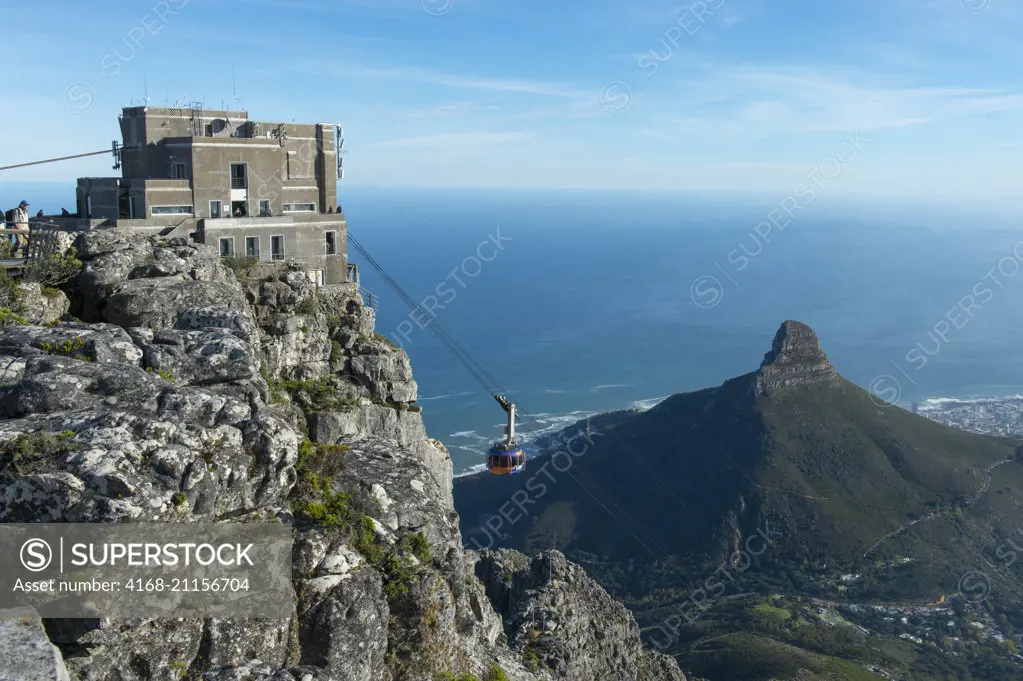 View of the Cableway station on top of Table Mountain in Cape Town, South Africa.