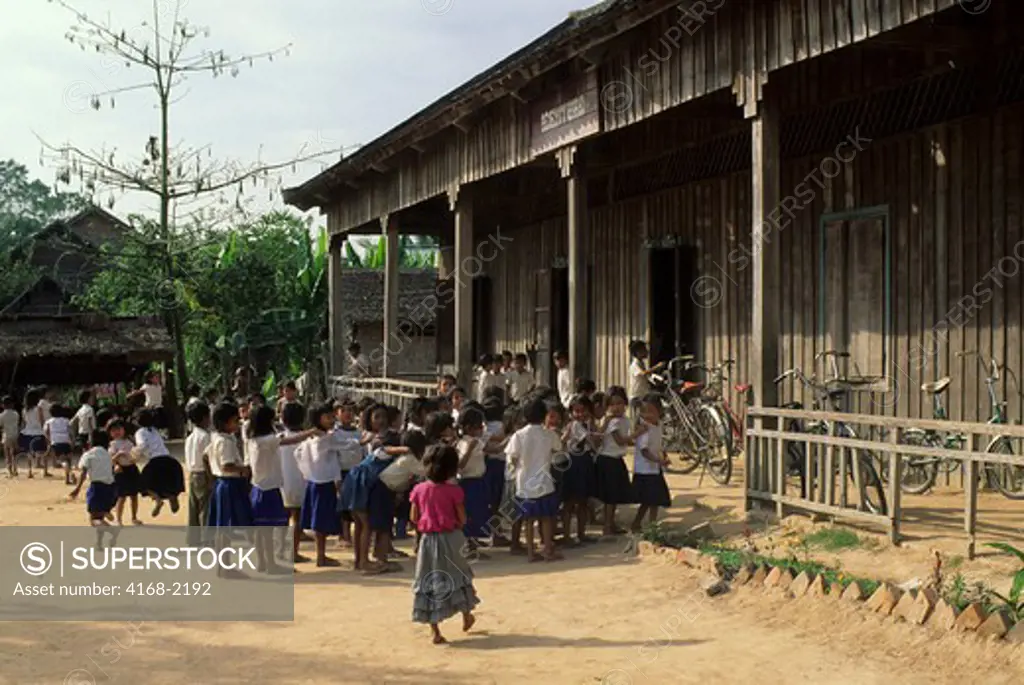 Cambodia, Siem Reap, Children In Schoolyard