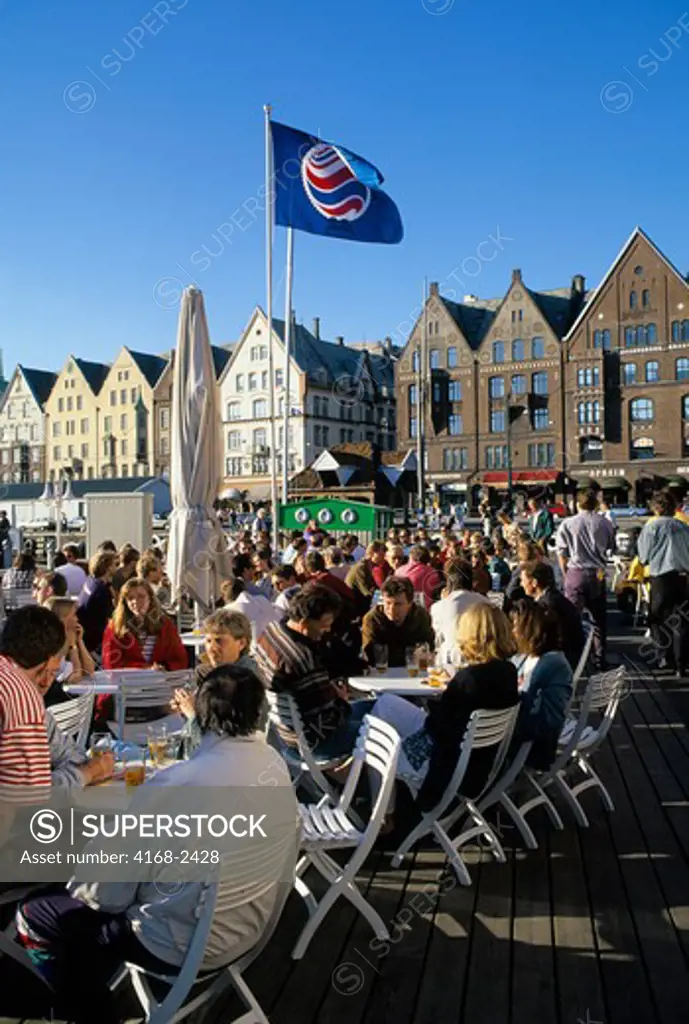 Norway, Bergen, Zachariasbryggen, Outdoor Restaurant