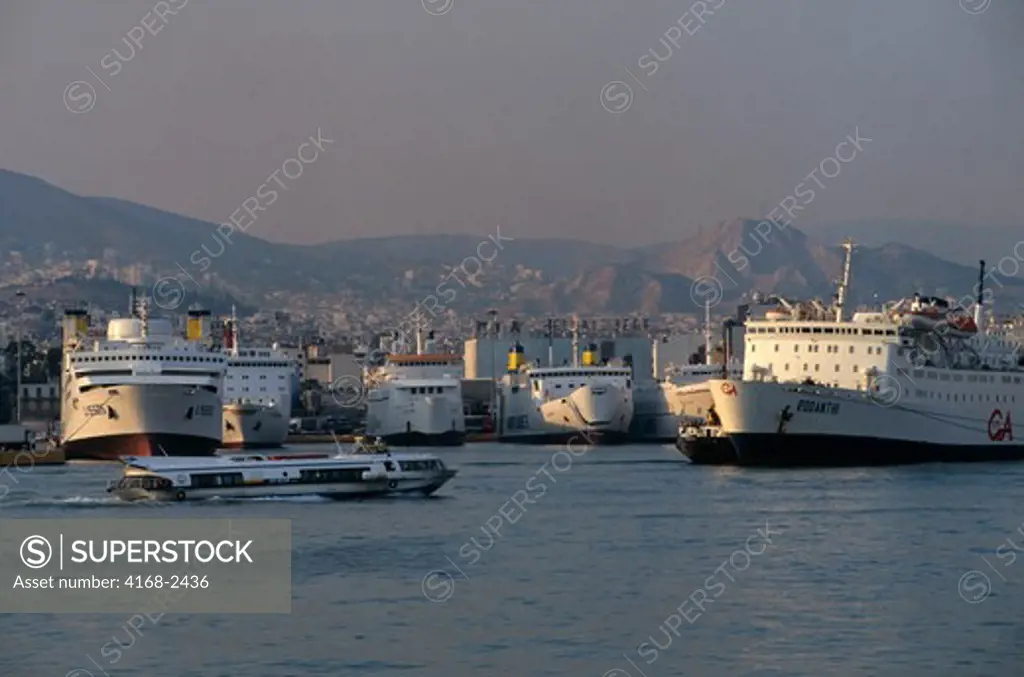 Greece, Piraeus, Port With Ferries