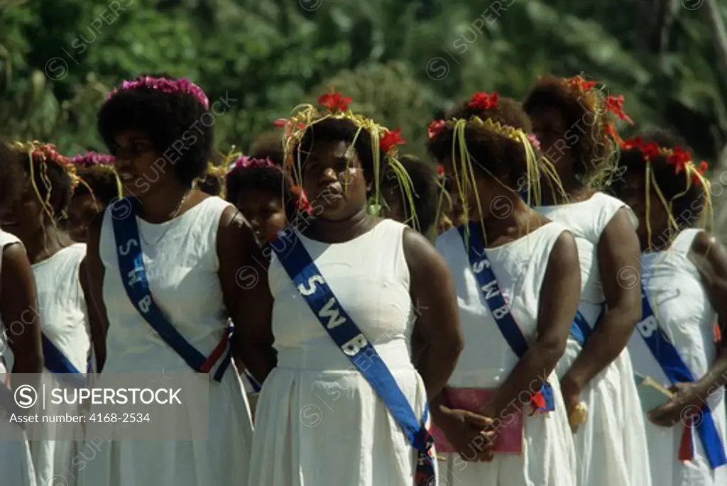 Solomon Islands, Santa Ana Church Choir Welcoming Tourists