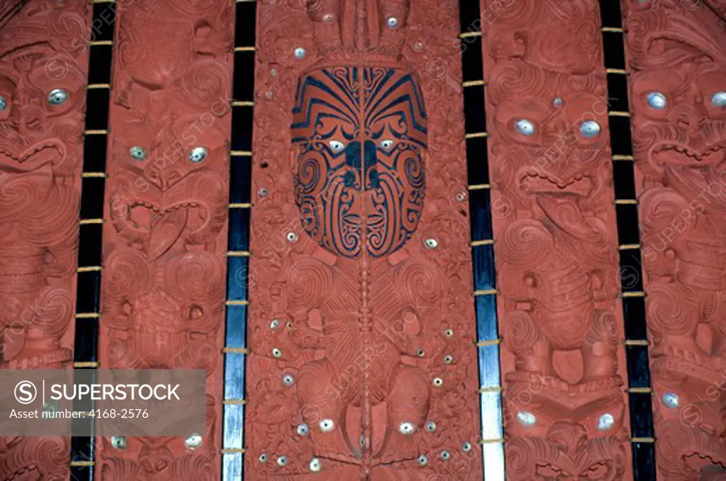 New Zealand, Auckland, Auckland Museum, Maori Marae, Carvings