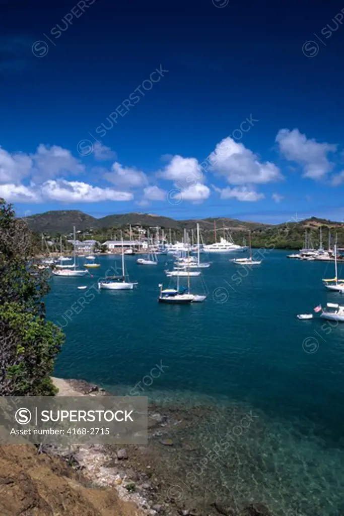 Antigua, English Harbor/ Nelson's Dockyard, View Of Boats In Harbor