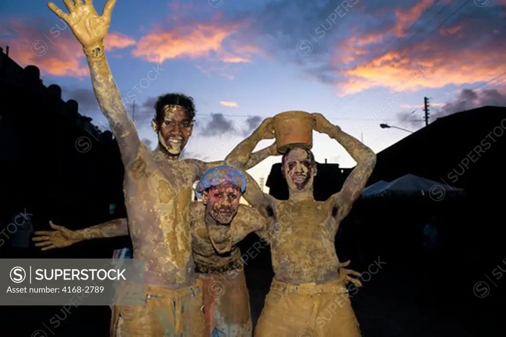 Trinidad, Port Of Spain, J'Ouvert, Ju Vay Celebration, Carnival Opening, People Covered With Mud
