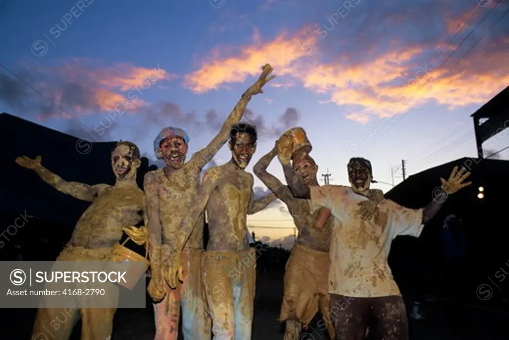 Trinidad, Port Of Spain, J'Ouvert, Ju Vay Celebration, Carnival Opening, People Covered With Mud