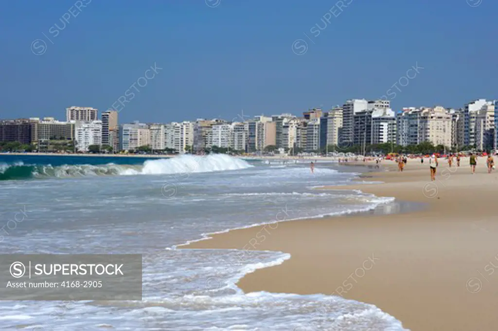 Brazil, Rio De Janeiro, Copacabana Beach, People On Beach
