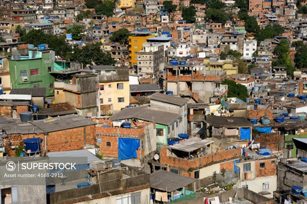 Brazil, Rio De Janeiro, Rocinha Favela, Overview Of Favela, Rooftops
