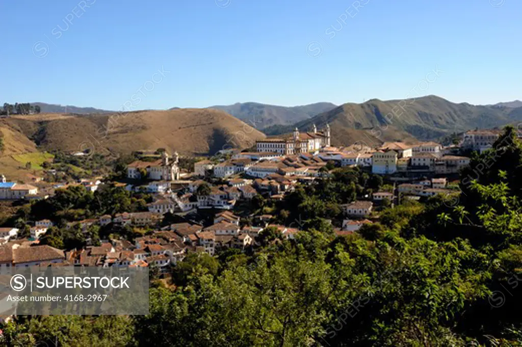 Brazil, Minas Gerais, Colonial Town Of Ouro Preto (Unesco World Heritage Site) View Of Town