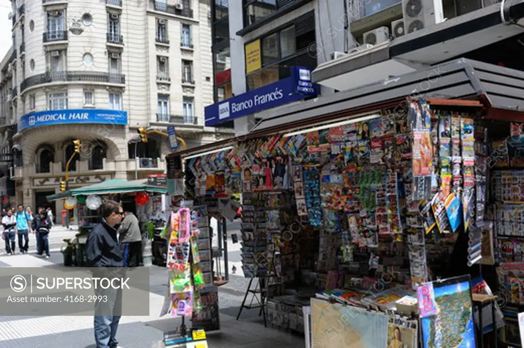 Argentina, Buenos Aires, Street Scene, Kiosk Selling Newspapers And Magazines