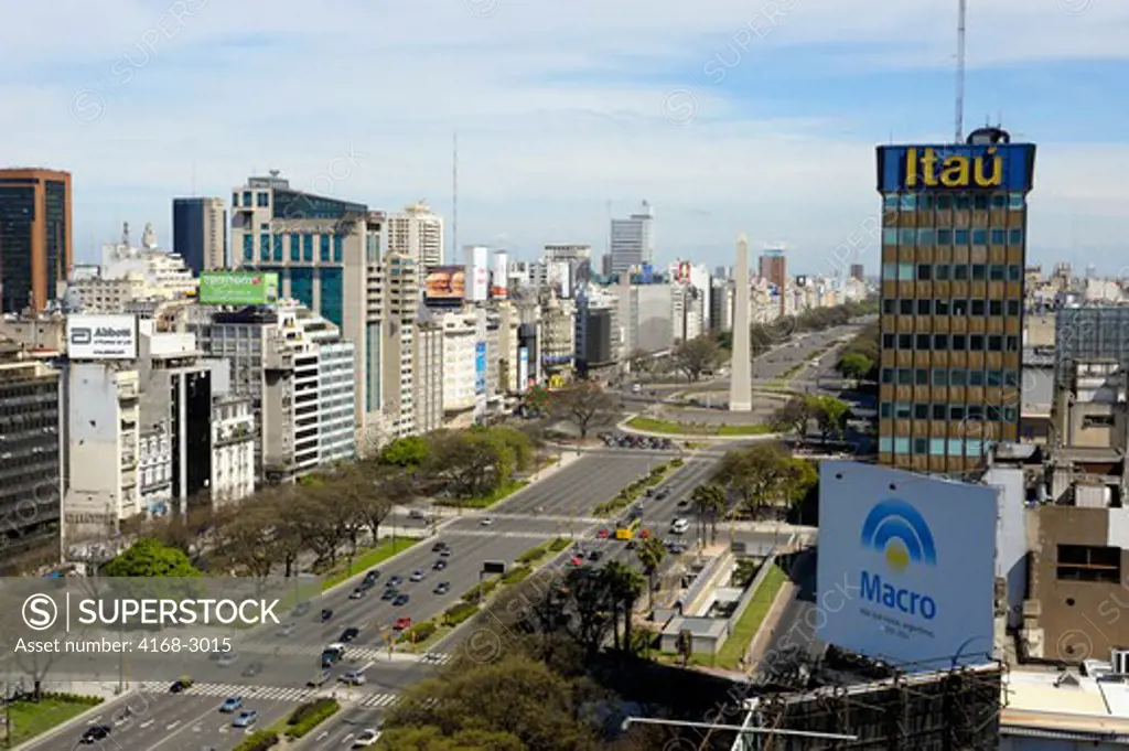 Argentina, Buenos Aires, Avenida 9 De Julio, Overview With Obelisk