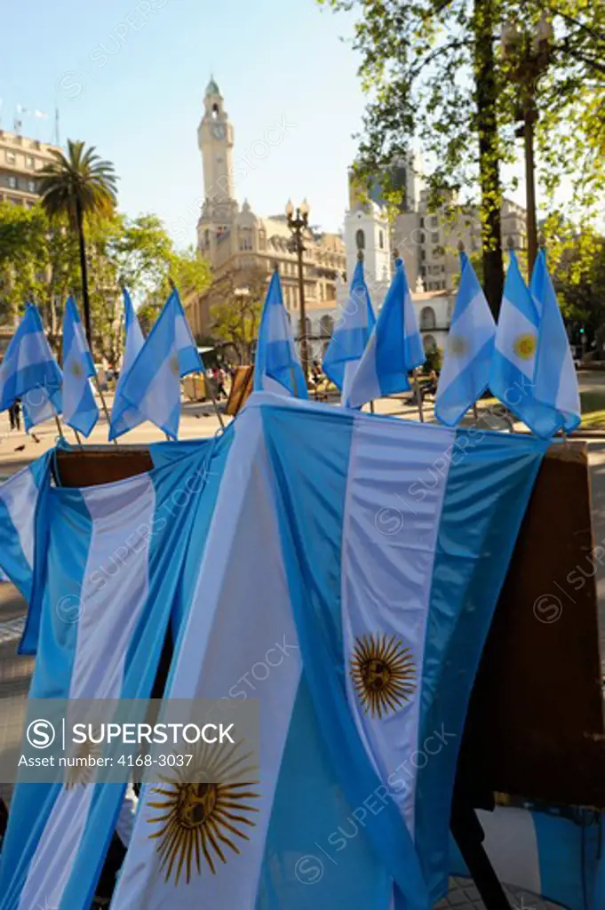 Argentina, Buenos Aires, Plaza De Mayo, Argentinean Flags