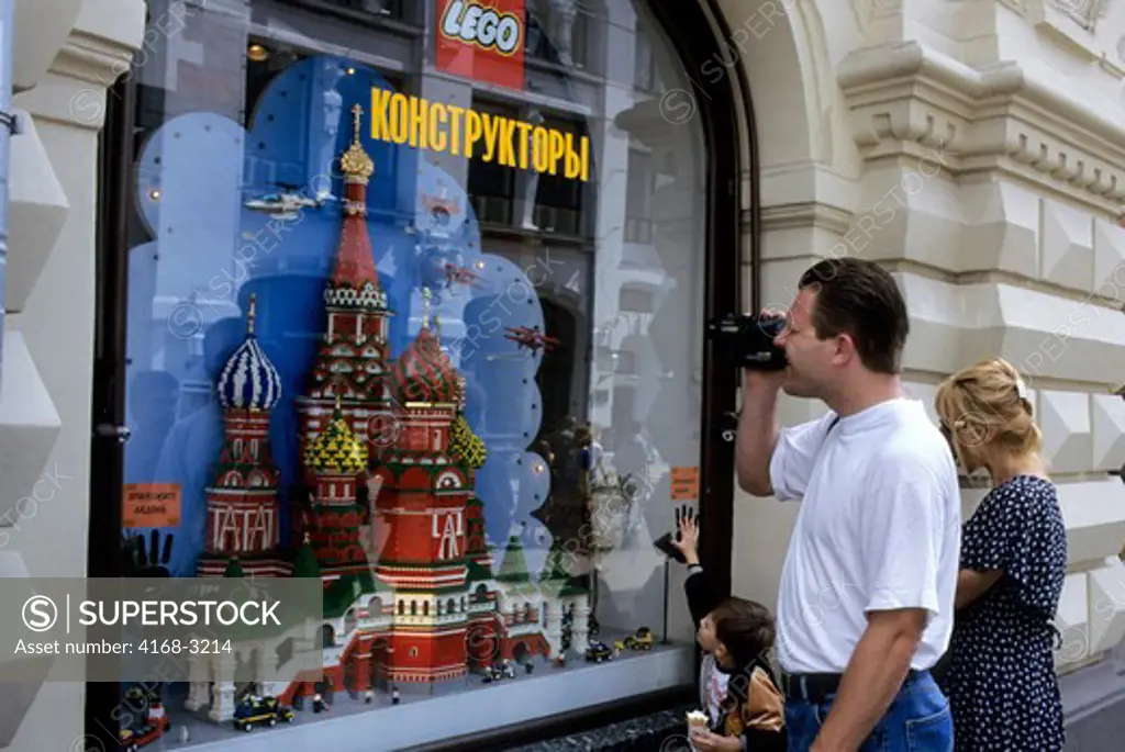 Russia, Moscow, Gum Department Store, St Basil's Cathedral, Replica In Lego's, Family