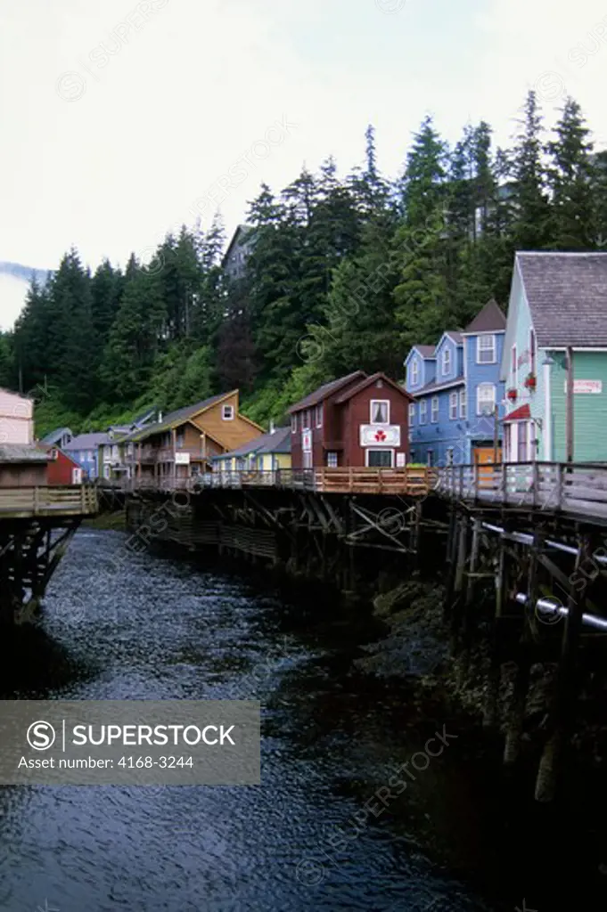 Usa, Alaska, Inside Passage, Ketchikan, Creek Street, Houses On Stilts