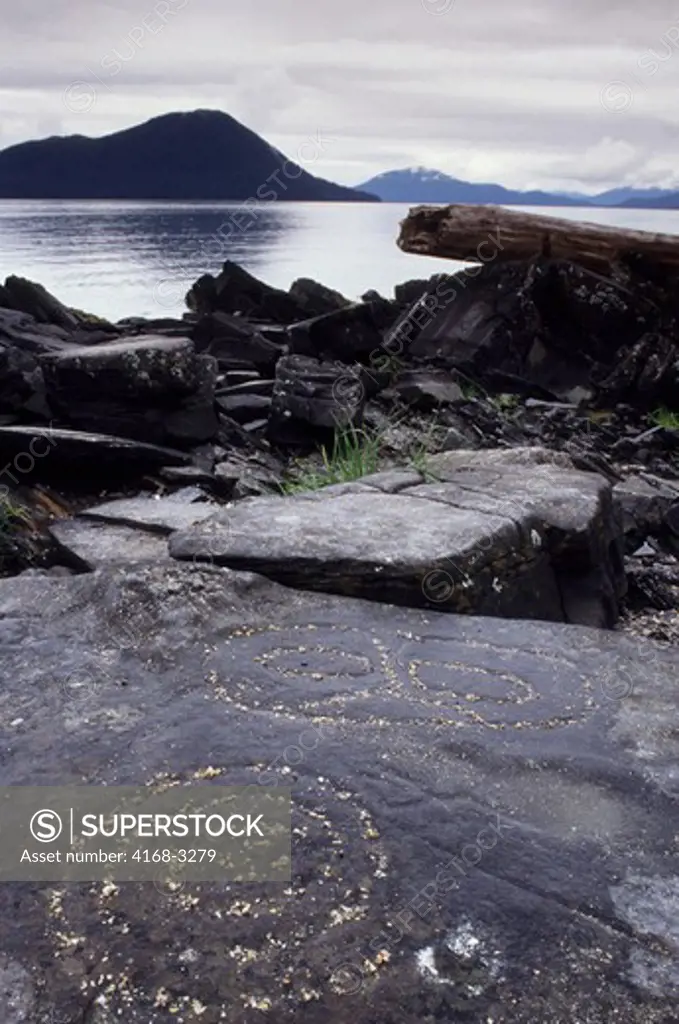 Usa, Alaska, Inside Passage, Wrangell Island, Petroglyph Beach, Petroglyphs