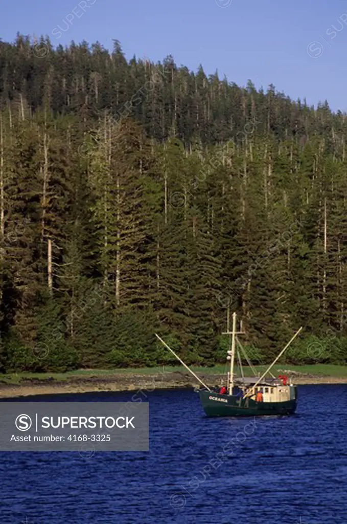 Usa, Alaska, Inside Passage, Near Sitka, Baranof Island, Fishing Boat