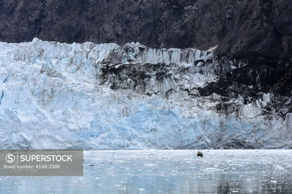 Usa, Alaska, Glacier Bay Np, View Of Margerie Glacier, With Dirt Carried By Glacier