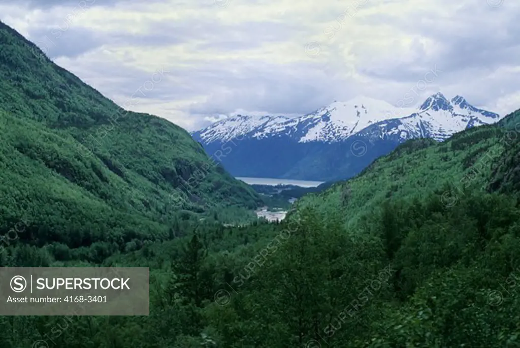 Usa, Alaska, Inside Passage, Skagway,White Pass-Yukon Route Railway, View Of Skagway