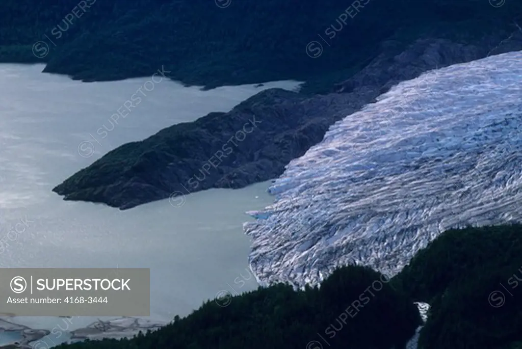 Usa, Alaska, Near Juneau, Aerial View Of Mendenhall Glacier, Tongue