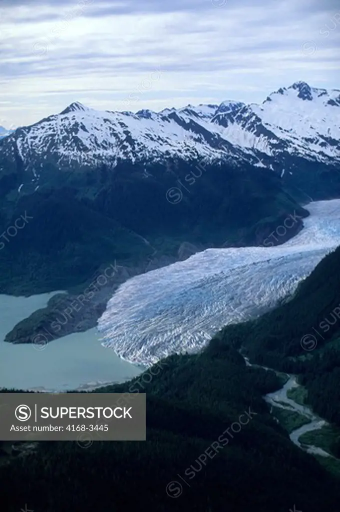 Usa, Alaska, Near Juneau, Aerial View Of Mendenhall Glacier, Tongue