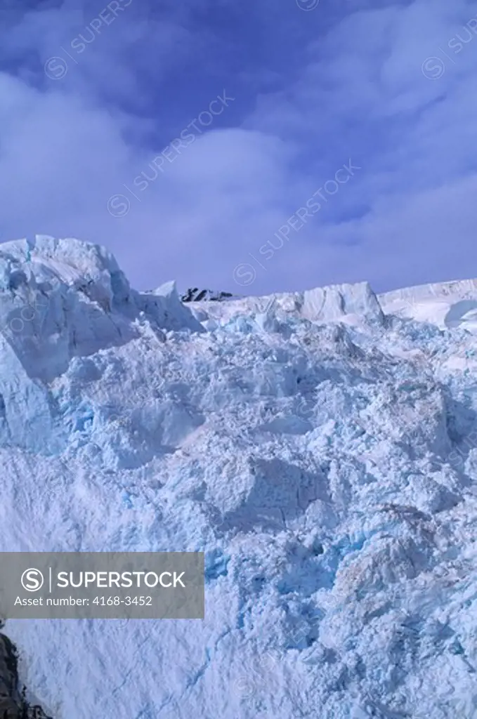 Usa, Alaska, Near Juneau, Aerial View Of Mendenhall Glacier, Ice Breaking Off At Cliff (Icefall)