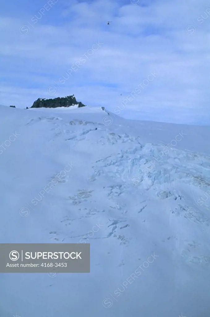 Usa, Alaska, Near Juneau, Aerial View Of Mendenhall Glacier, Helicopters