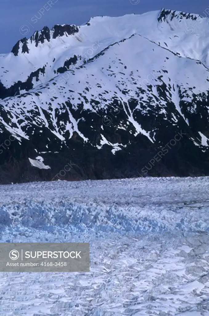 Usa, Alaska, Near Juneau, Aerial View Of Mendenhall Glacier, Crevasses
