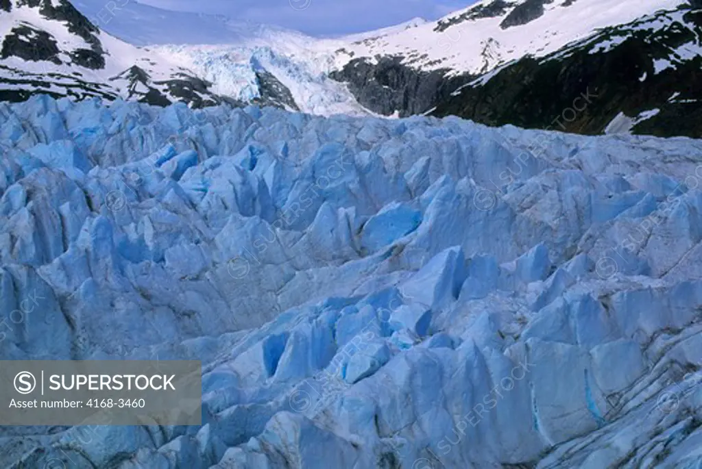 Usa, Alaska, Near Juneau, Aerial View Of Mendenhall Glacier, Crevasses
