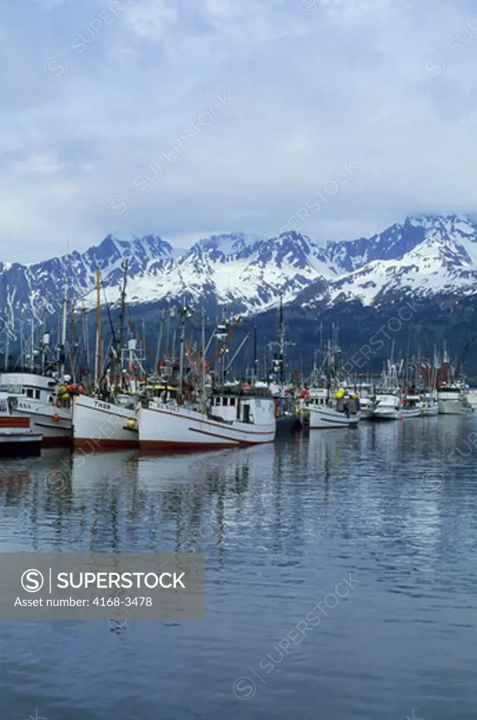 Usa, Alaska, Seward, Harbor With Fishing Boats