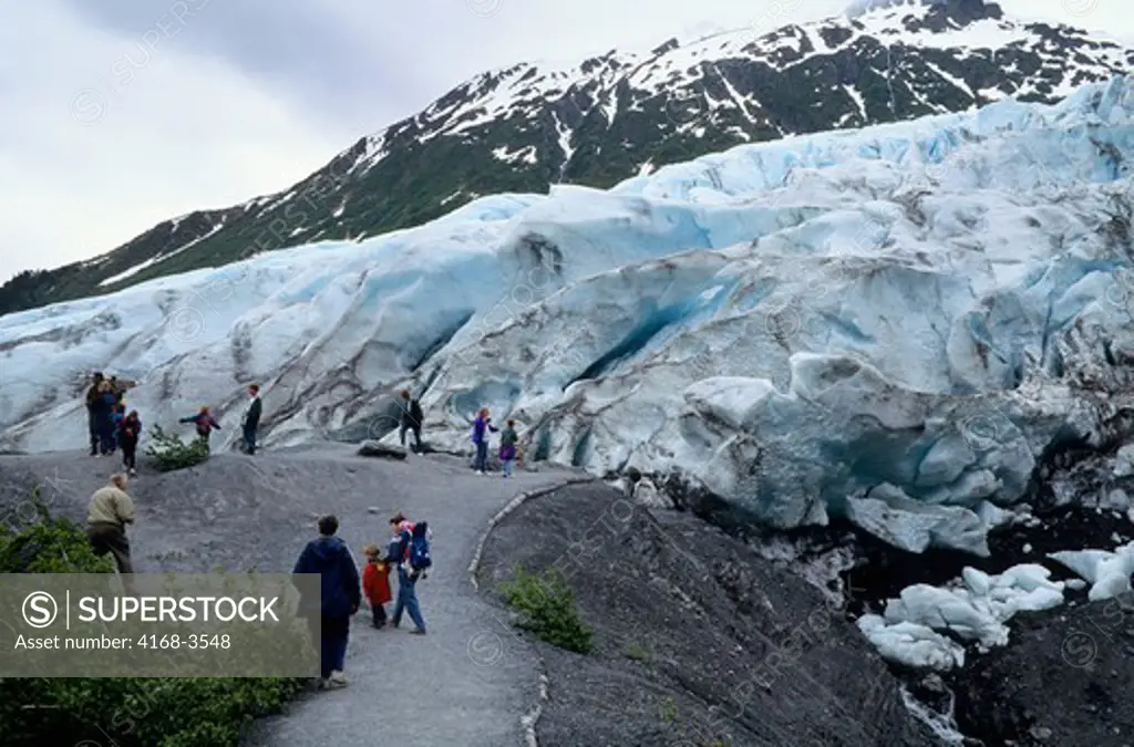 Usa, Alaska, Near Seward, Exit Glacier, People At Glacier
