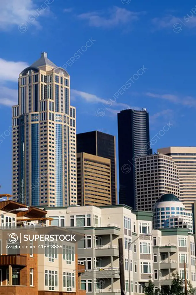 Usa, Washington, Seattle Waterfront, View Of Skyline