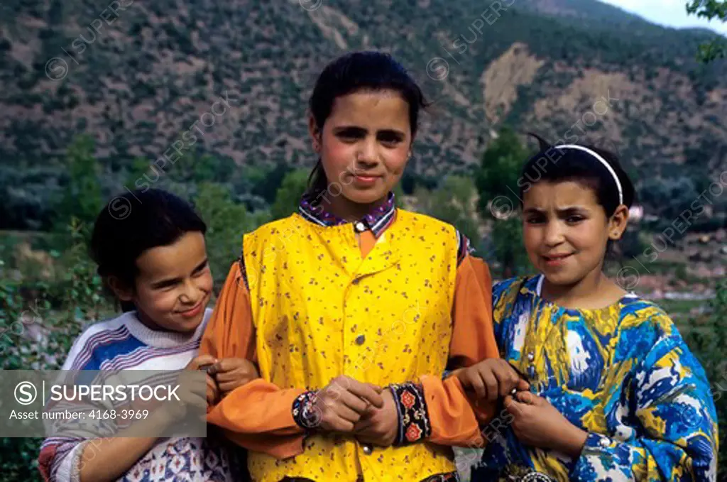 Morocco, Near Marrakech, Atlas Mountains, Ourika Valley, Berber Girls